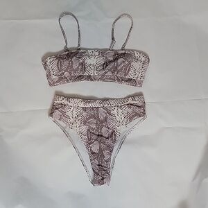 Matte collection snakeskin print high waist bikini